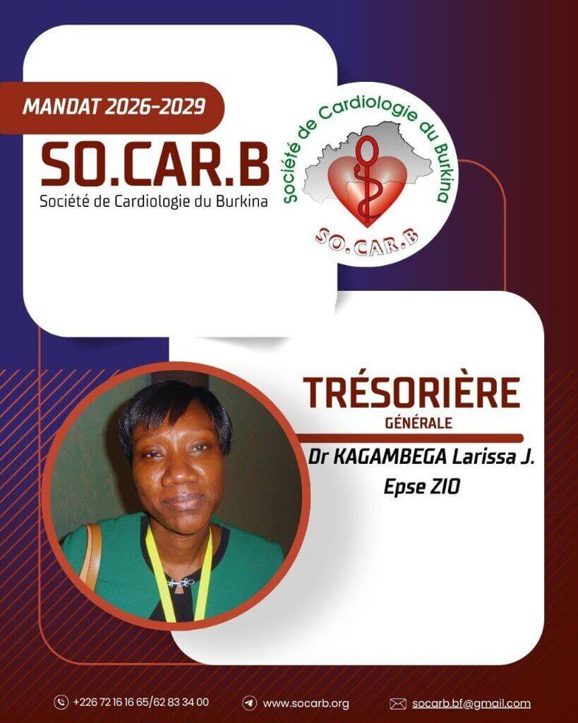 Treasurer : Dr KAGAMBEGA Larissa J. (Epse ZIO)